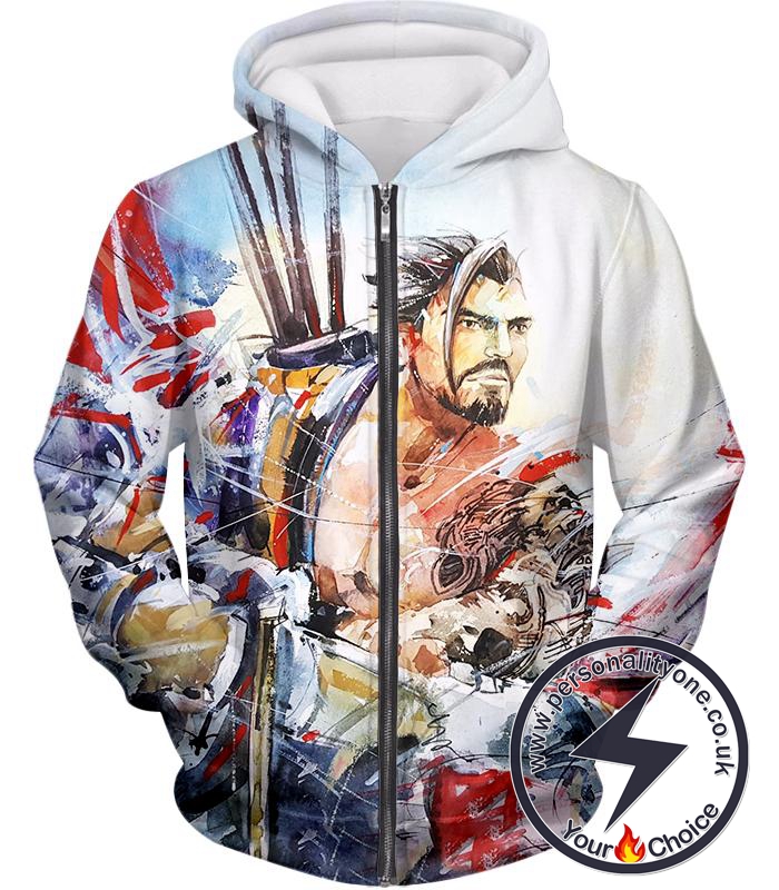 Overwatch Bow and Arrow Specialist Fighter Hanzo Zip Up Hoodie